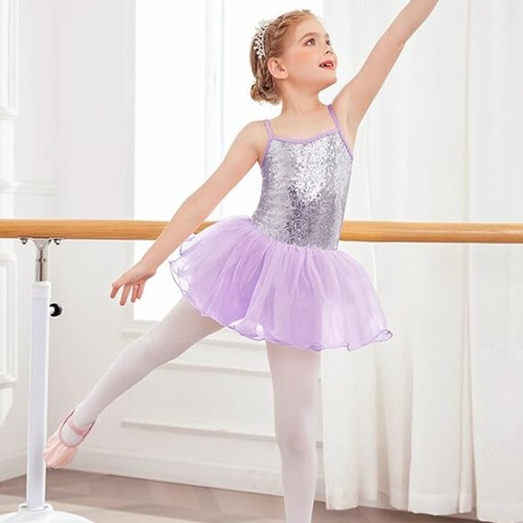 Fly Pig Sequin Dance Recital Outfit Purple Toddler Tutu Leotard Skirt Kids 3-5 - Picture 3 of 8